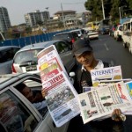 Newspaper are sold on the streets of Burma.