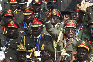 Generals of South Sudan's army celebrate during official independence day ceremonies. After two decades of civil war and two million deaths, their dream is finally realized.